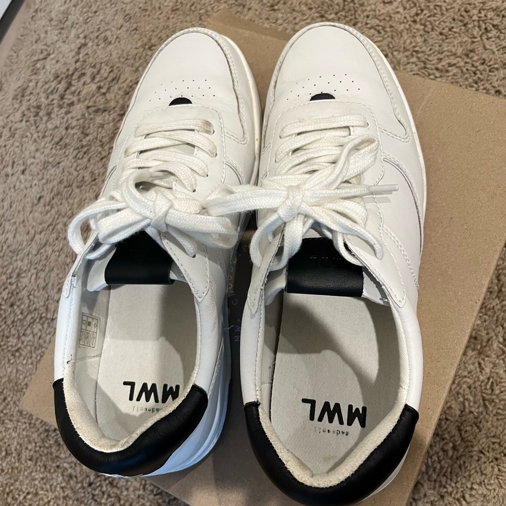 Madewell Court Sneakers in White and Black Leather size 11 - Picture 2 of 5